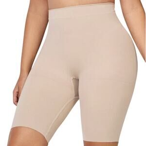 Shapermint CURVEEZ Comfort Evolution Hi-Waist Thigh Slimmer Gloss Nude NWT Large